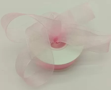 Лента органза на катушке, 25мм*25ярд, розовый