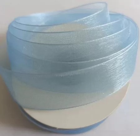 Лента органза на катушке, 25мм*25ярд, нежно-голубой