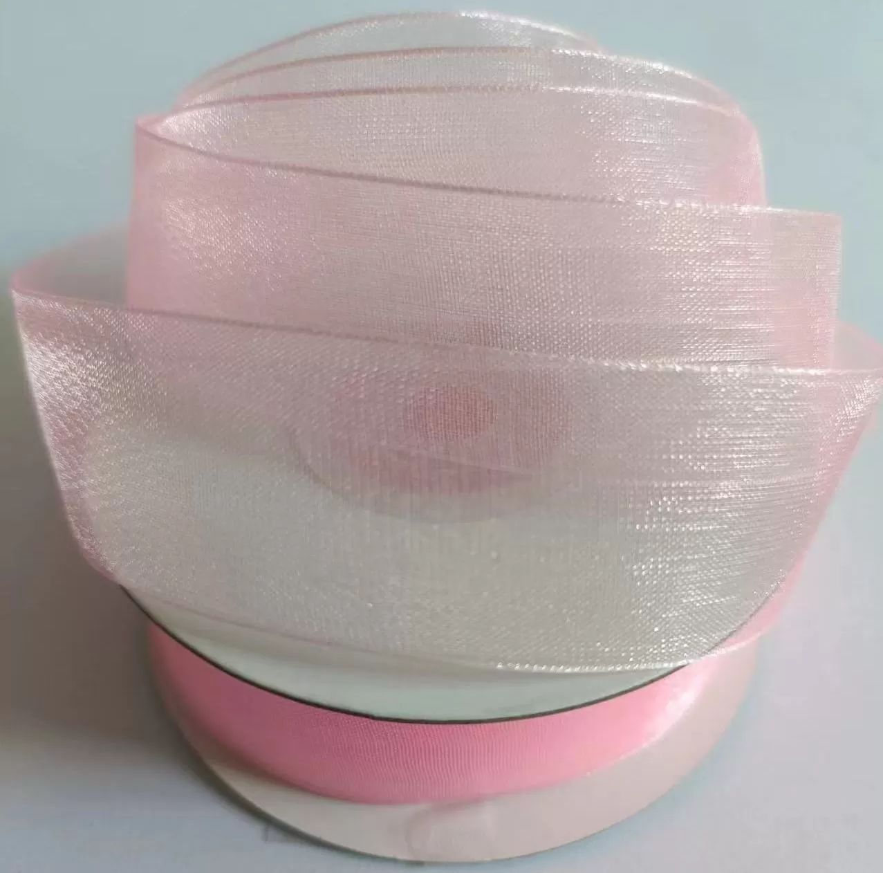 Лента органза на катушке, 25мм*25ярд, жемчужно-розовый