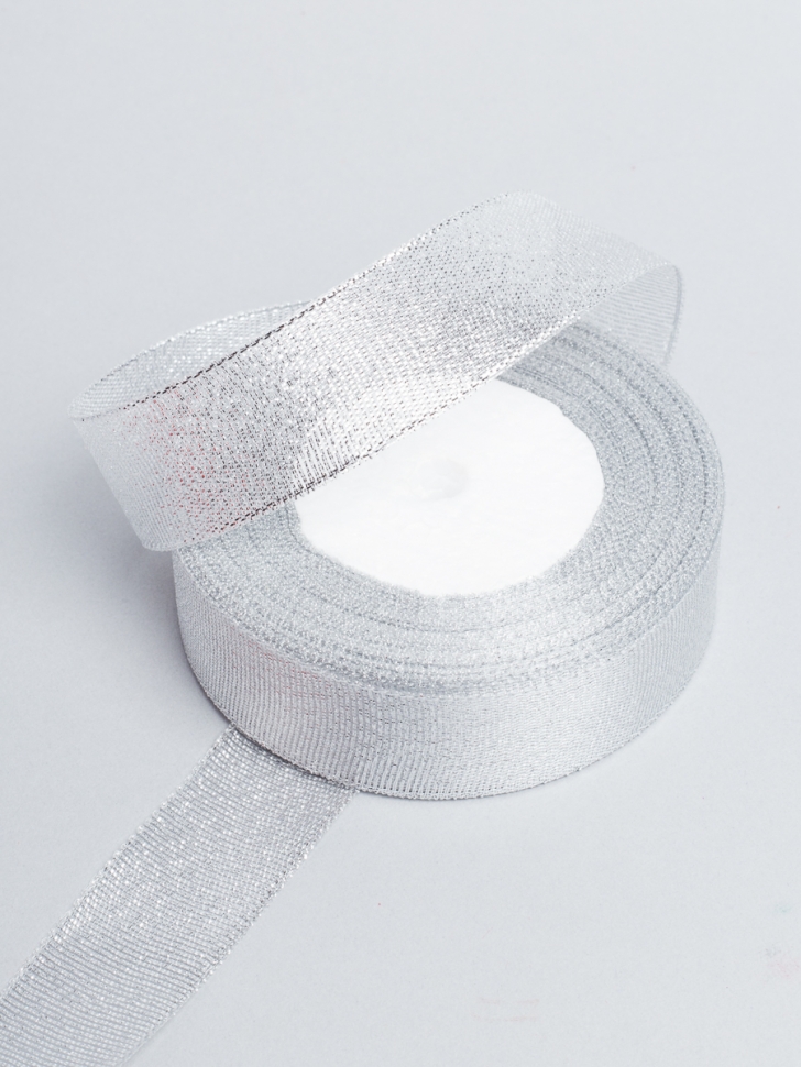 Лента парча 25 мм × 25 ярд К серебро