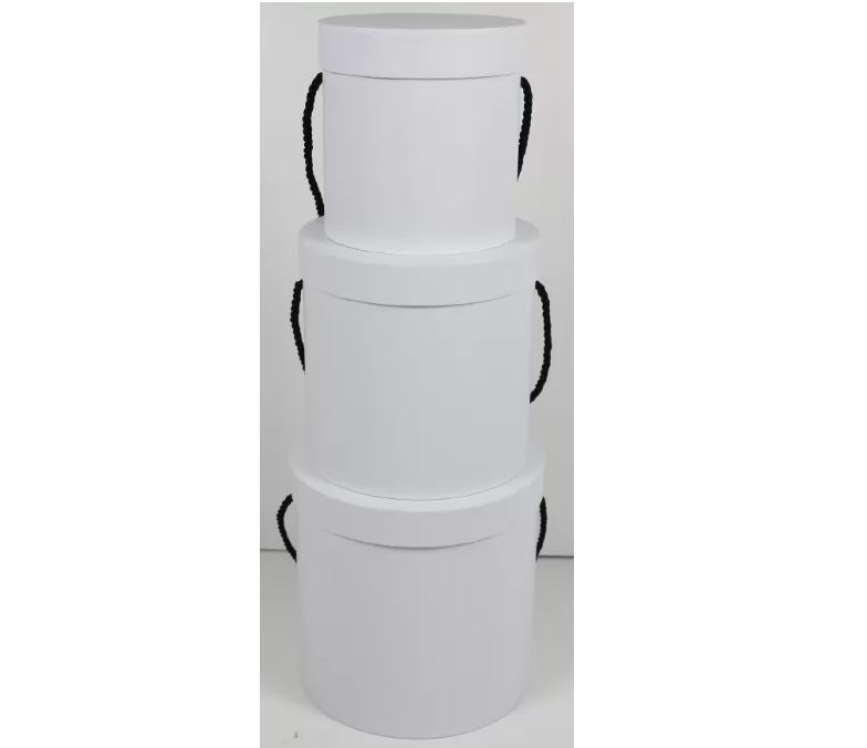 Набор коробок "Цилиндры Стандарт" 19Х19Нсм, 17х17Нсм, 14х14Нсм, 3шт, белый