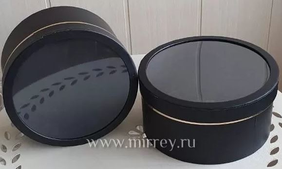 Набор коробок круглые с прозрачной крышкой, 25×12,23×11, 2 шт, черный