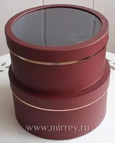 Набор коробок круглые с прозрачной крышкой, 25×12,23×11, 2 шт, коричневый