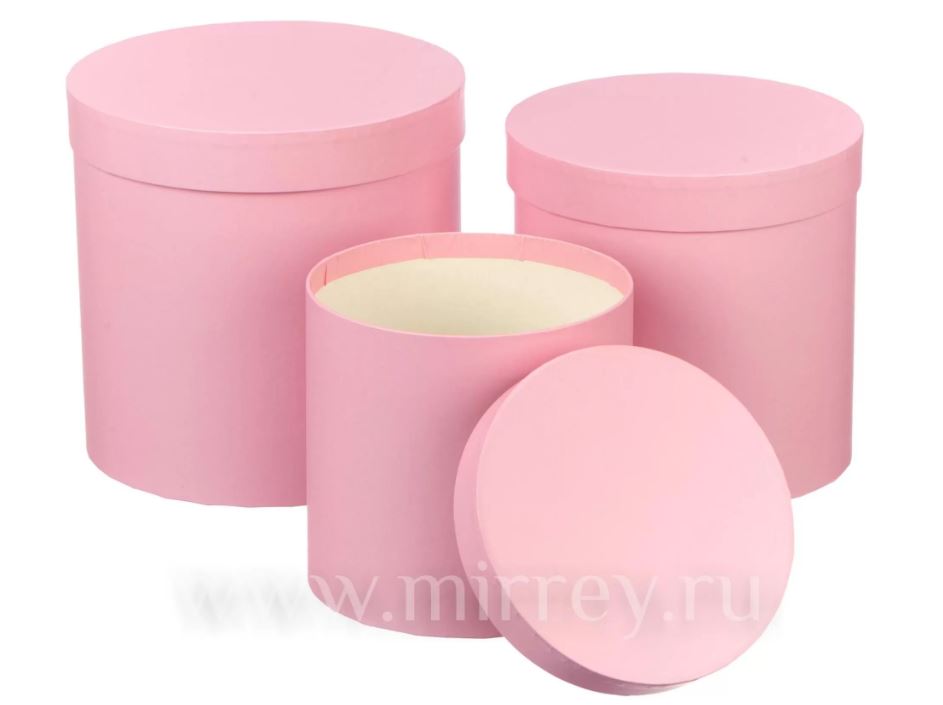 Набор коробок с крышкой,19,5х19 см. 17,5х17 см. 15,5х15 см. 3 шт., розовый