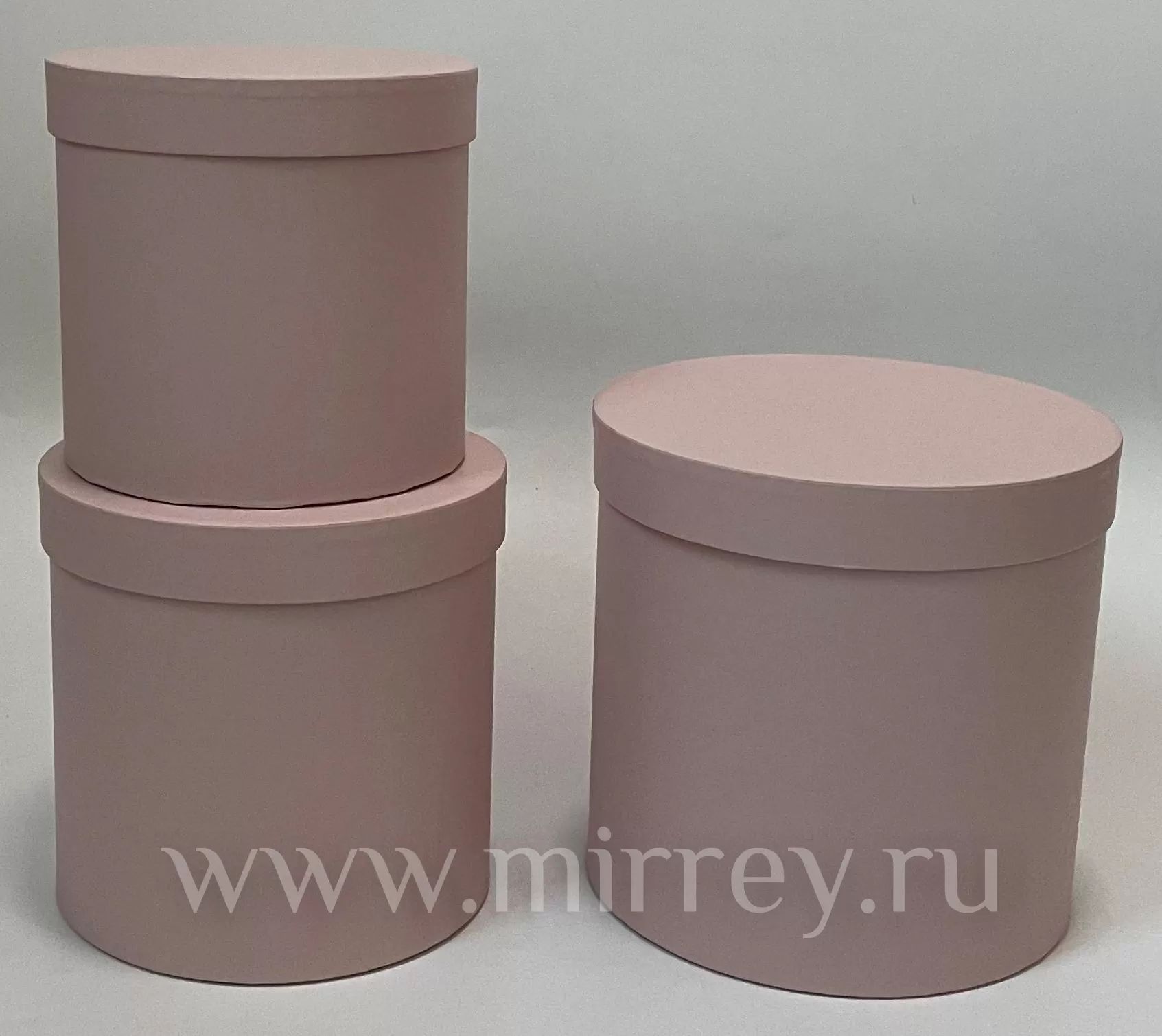 Набор коробок с крышкой,19,5х19 см, 17,5х17 см, 15,5х15 см, 3 шт, св.розовый