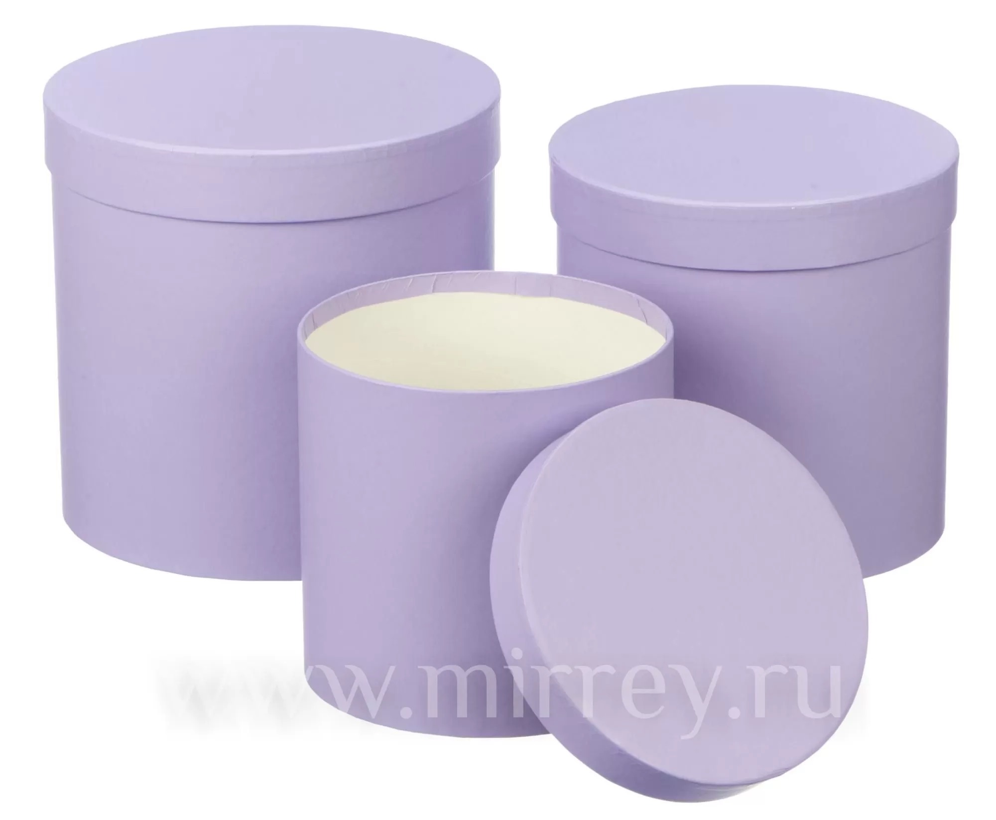Набор коробок с крышкой,19,5х19 см, 17,5х17 см, 15,5х15 см, 3 шт, св.-сиреневый