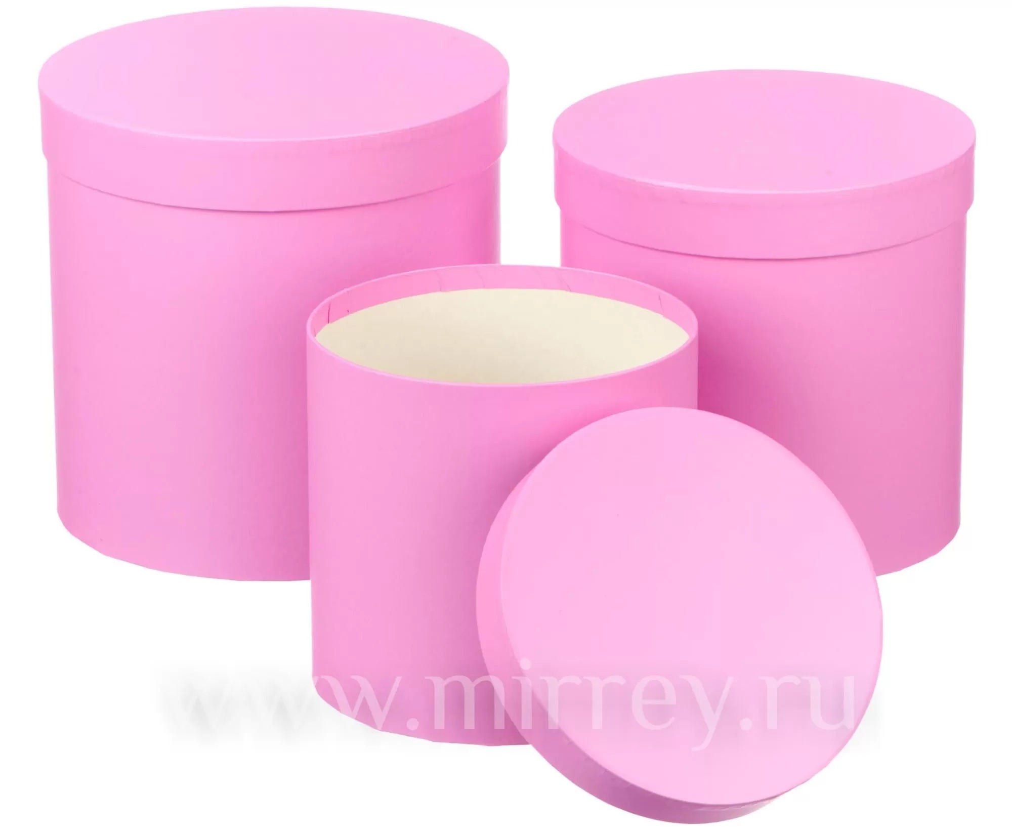 Набор коробок с крышкой,19,5х19 см, 17,5х17 см, 15,5х15 см, 3 шт., ярко розовый