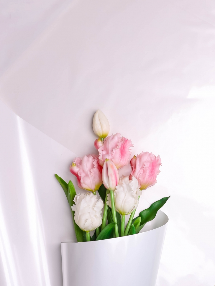 Пленка матовая 50мкм 58см х 10м Флора белый перламутр