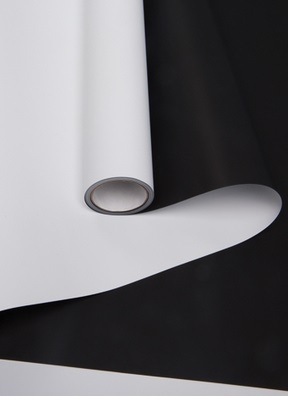 Пленка матовая Пастель 58 см × 10 м РЦ на втулке, двухцветная жемчужно белая\черная