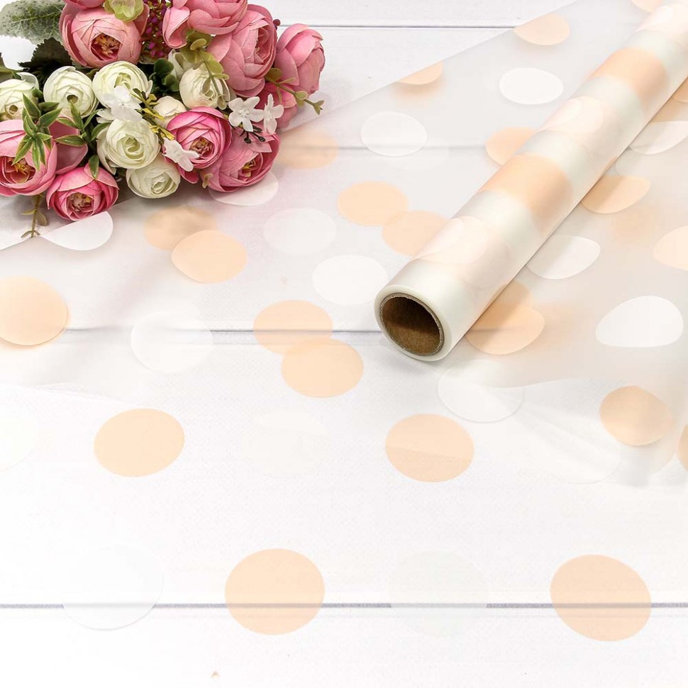 Плёнка 0,58*10м прозрачная "Горох" Персиковый