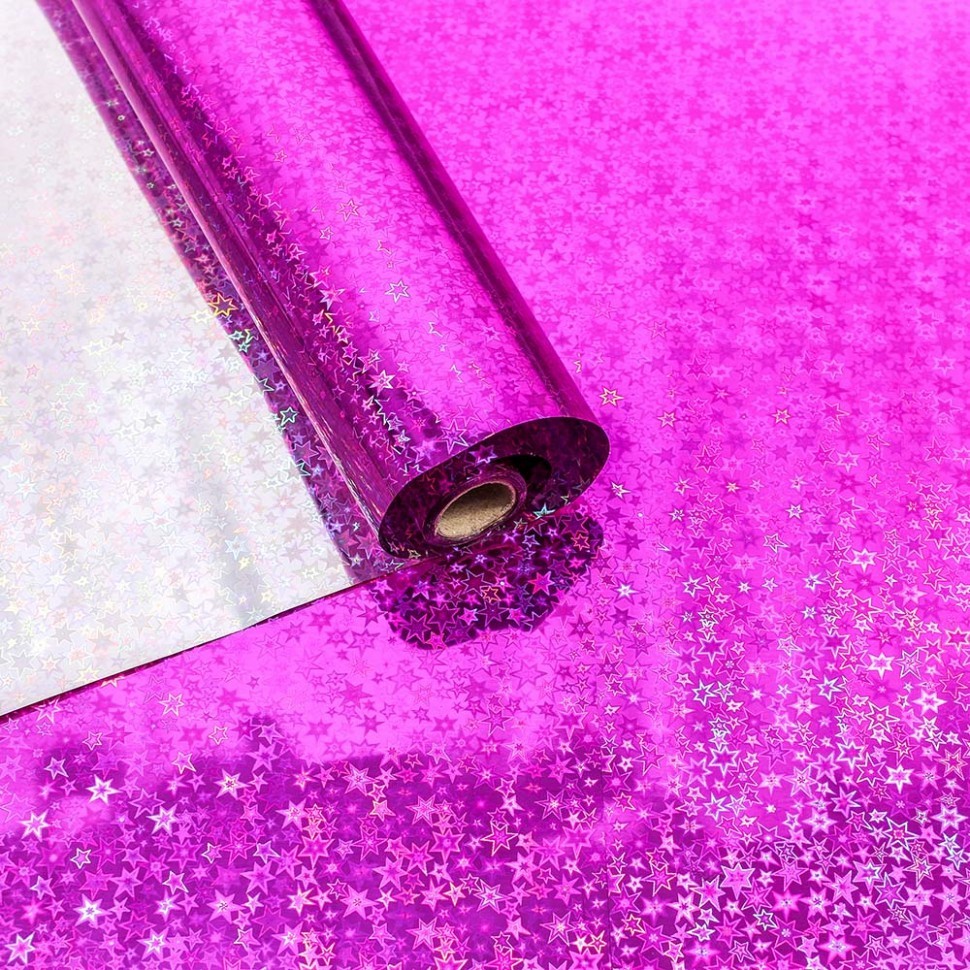 Плёнка 0,7*8,33м Голография 40мкм Розовый
