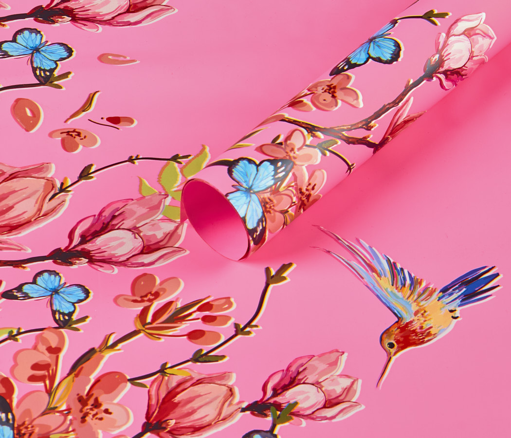 Упак. материал флористическая пленка "Колибри", 65 мкр, 58 см х 58 cм, 20 листов/упак., розовый