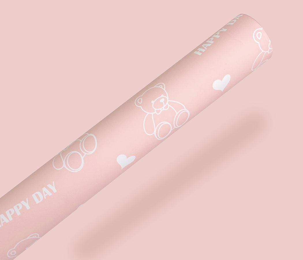 Упак. материал флористическая пленка "Мимимишки", 65мкр, 58 см х 10 м, розовый