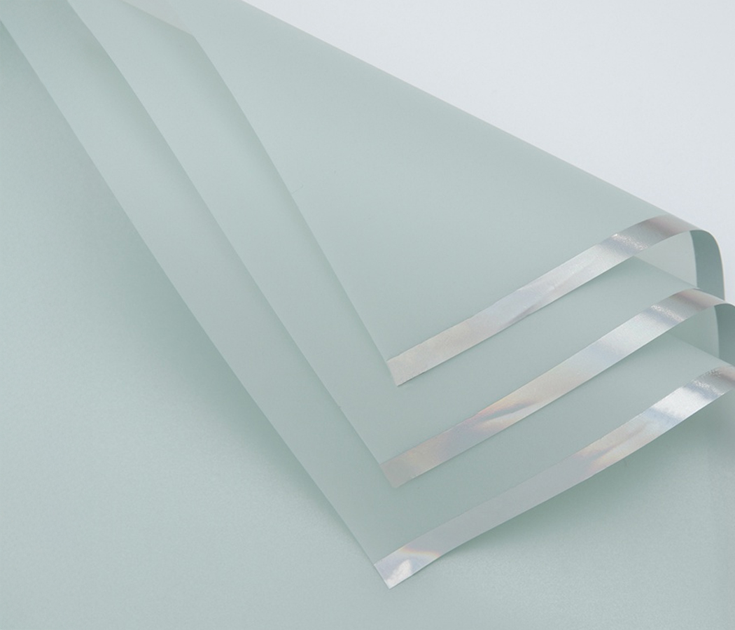 Упак. материал флористическая пленка "Серебристый кант", 58х58 см, пастельно-зел, 20 листов /упак