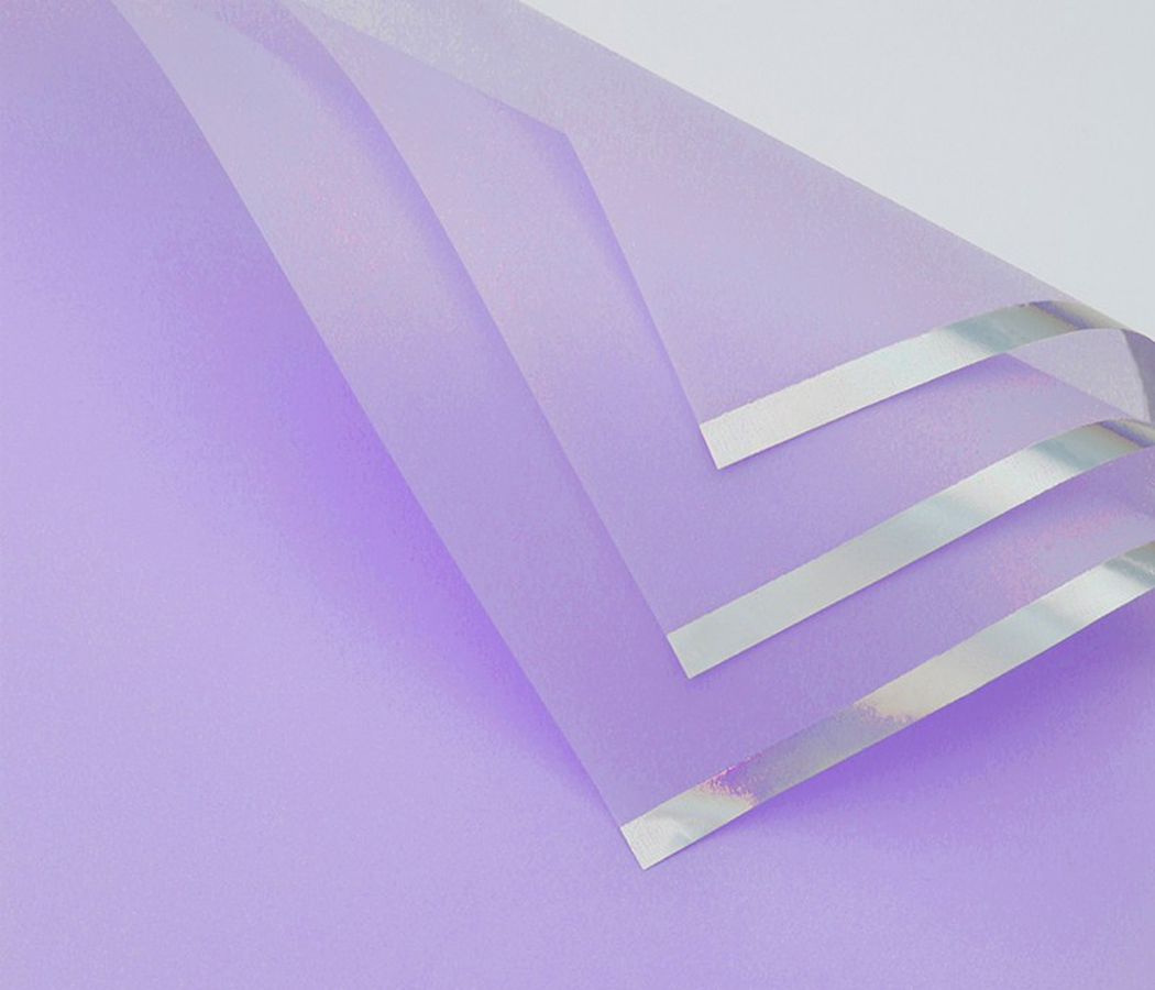 Упак. материал флористическая пленка "Серебристый кант", 58х58 см, сиреневый, 20 листов /упак