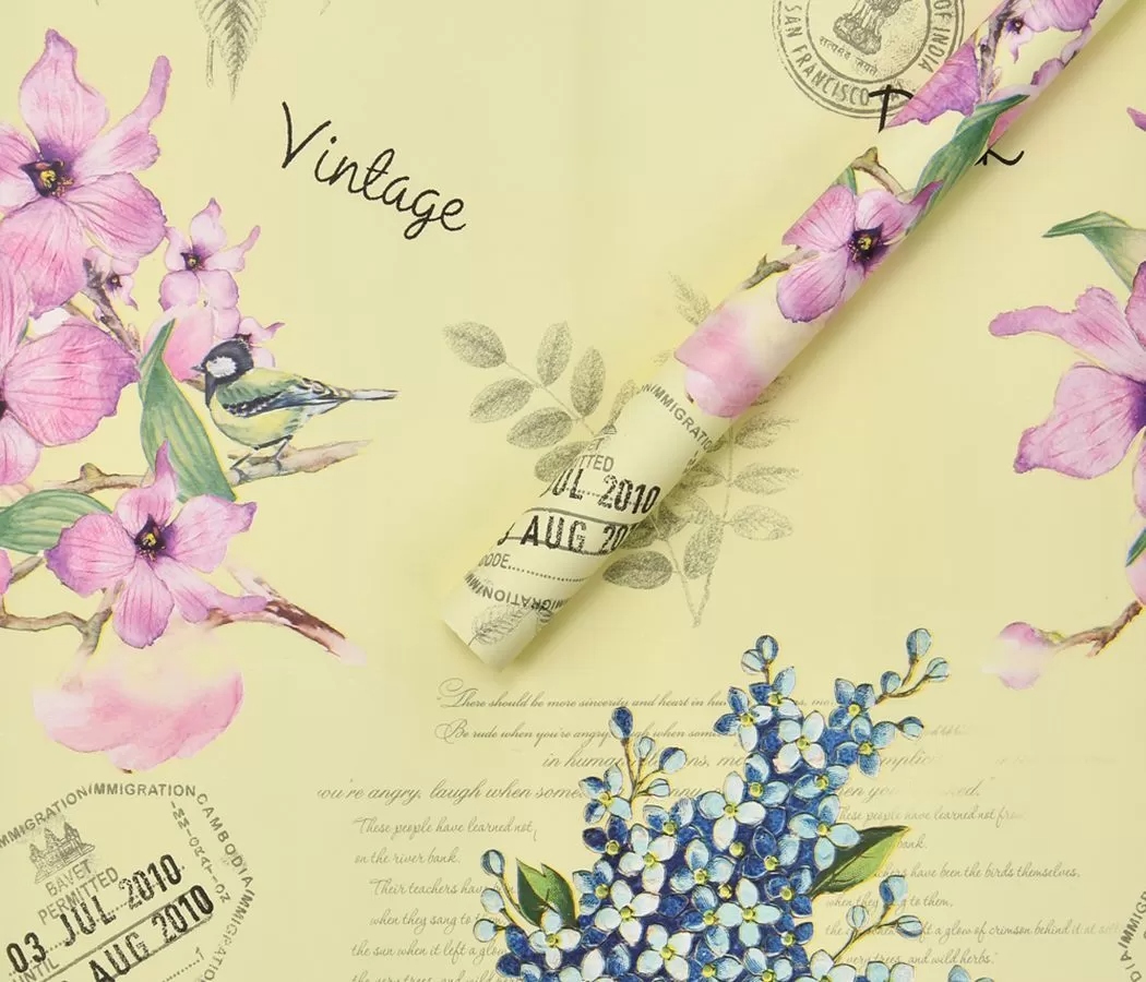 Упак. материал флористическая пленка "Vintage", 65 мкр, 58 см х 58 cм, 20 листов/упак., лаймовый