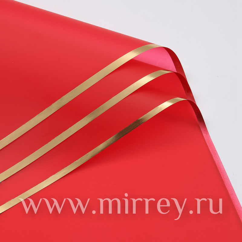 Упак. материал флористическая пленка "Золотой кант", 58х58 см, красный, 20 листов /упак