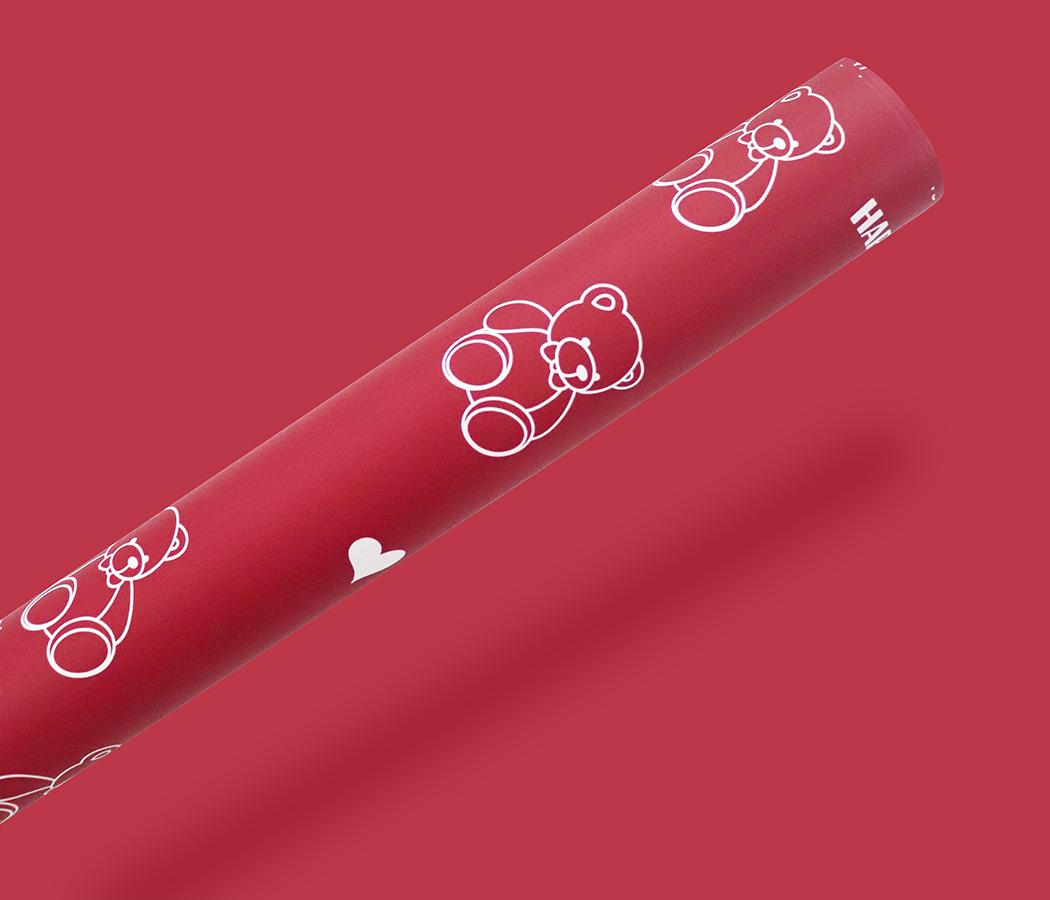 Упак. материал флористическая пленка "Мимимишки", 65мкр, 58 см х 10 м, красный