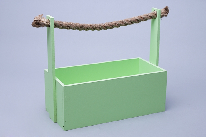 Ящик деревянный с канатом №5 25*12,5*10 h23 см зеленый