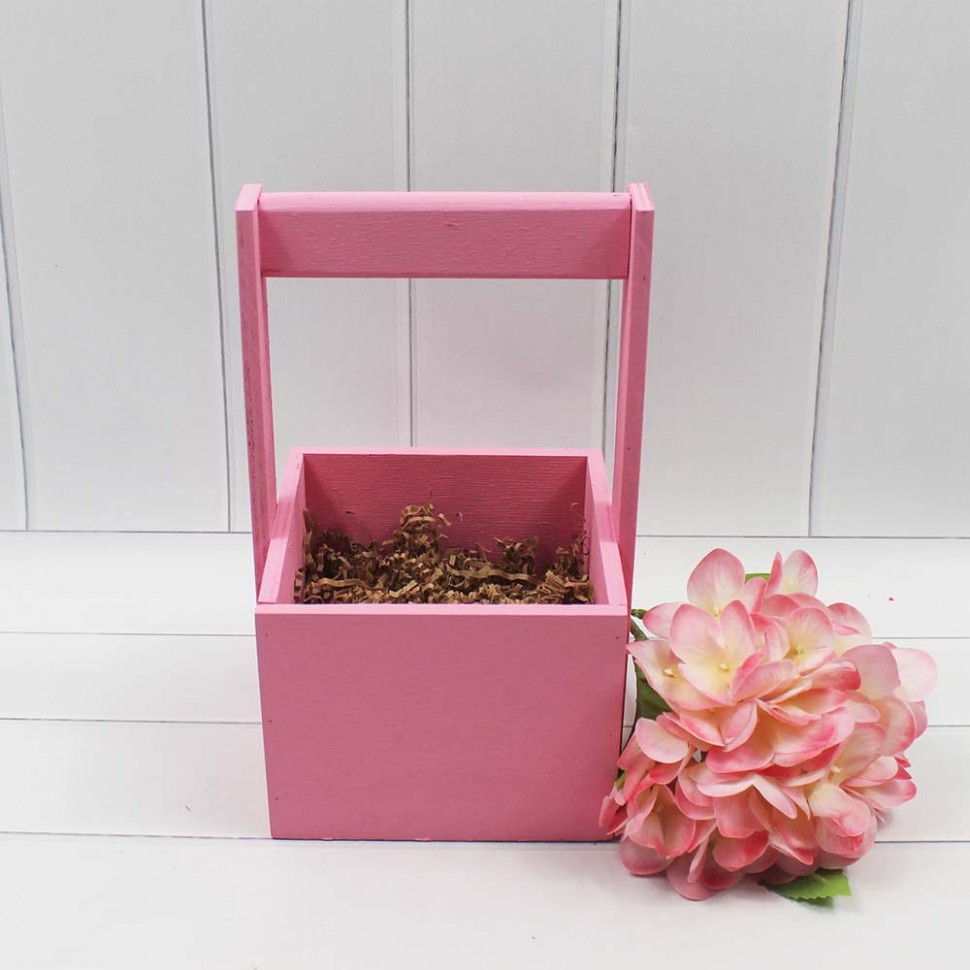 Ящик для декора с ручкой 12×12×25 (10) розовый